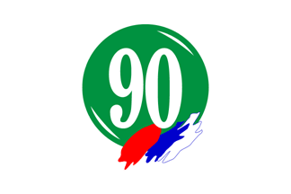 [Flag with Espacio 90 logo]